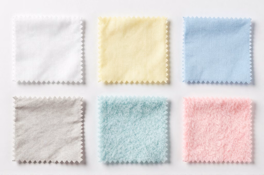 Echantillons matieres textiles bebe coton laine merinos polaire