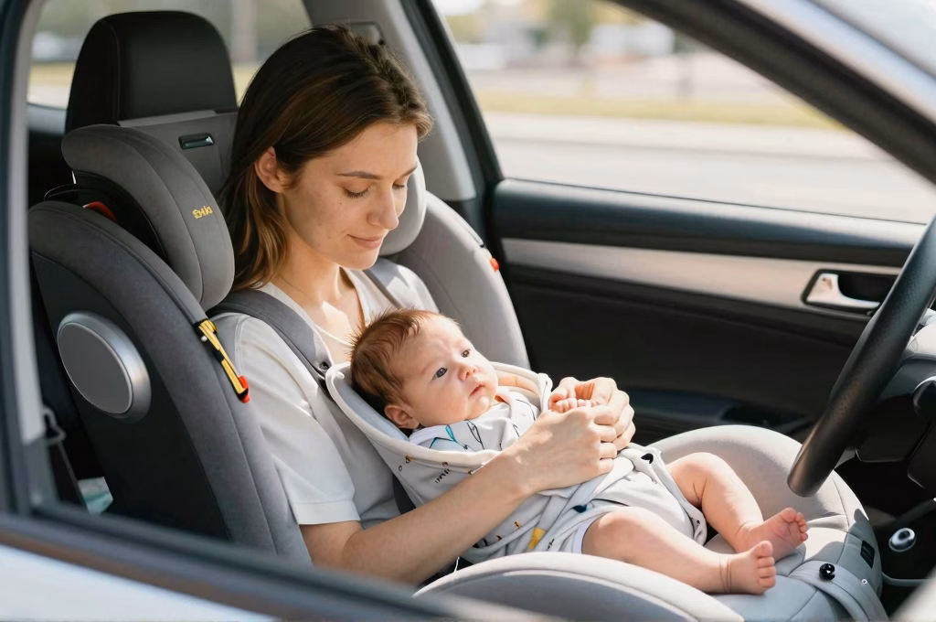 Installation d'un nid d'ange bébé dans un siège-auto avec harnais de sécurité